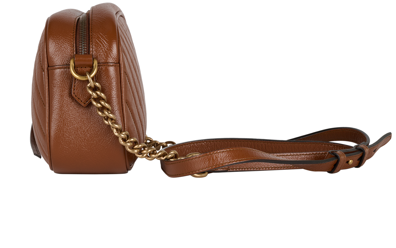 Small GG Marmont Matelasse Camera Bag, &pound;795, Handbags, Brown, Leather, Bottom view